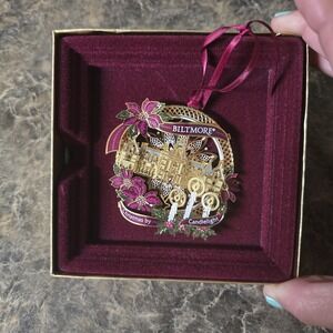 Biltmore Estate Christmas by Candlelight Ornament Decor Gold Tone Poinsettia